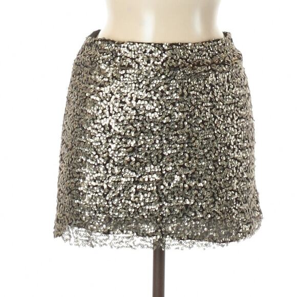 LF Native Rose Kesha Bronze Sequin Mini Skirt Size 2 NEW - Picture 2 of 13